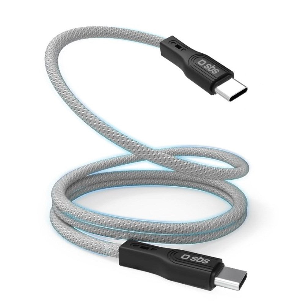 SBS Mag USB-C til USB-C magnetisk flettet kabel - 1 meter - 60W - Grå