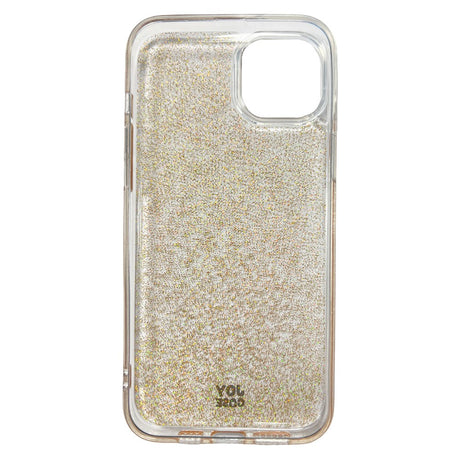 iPhone 15 Plus Joy Deksel Hybrid Glitter Bakdeksel - Gjennomsiktig / Gull