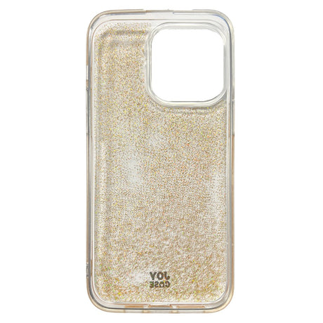 iPhone 15 Pro Max Joy Deksel Hybrid Glitter Bakdeksel - Gjennomsiktig / Gull