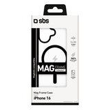 SBS Mag Frame iPhone 16 Bakdeksel - MagSafe-kompatibel - Gjennomsiktig / Svart