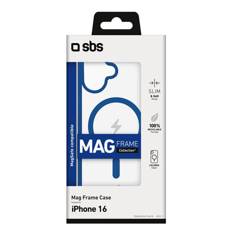SBS Mag Frame iPhone 16 Bakdeksel - MagSafe-kompatibel - Gjennomsiktig / Blå