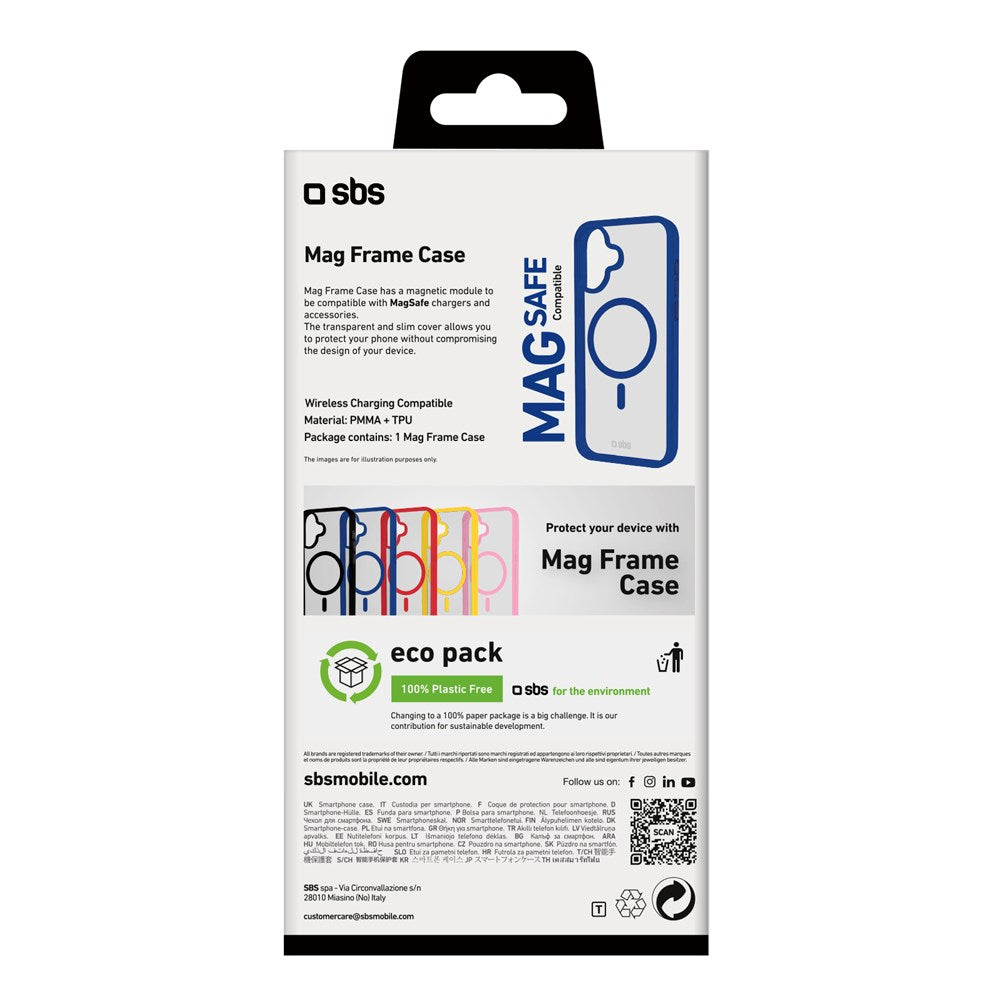 SBS Mag Frame iPhone 16 Bakdeksel - MagSafe-kompatibel - Gjennomsiktig / Blå