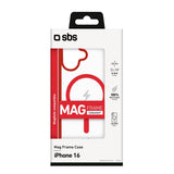 SBS Mag Frame iPhone 16 Bakdeksel - MagSafe-kompatibel - Gjennomsiktig / Rød