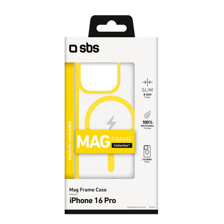 SBS Mag Frame iPhone 16 Pro Bakdeksel - MagSafe-kompatibel - Gjennomsiktig / Gul