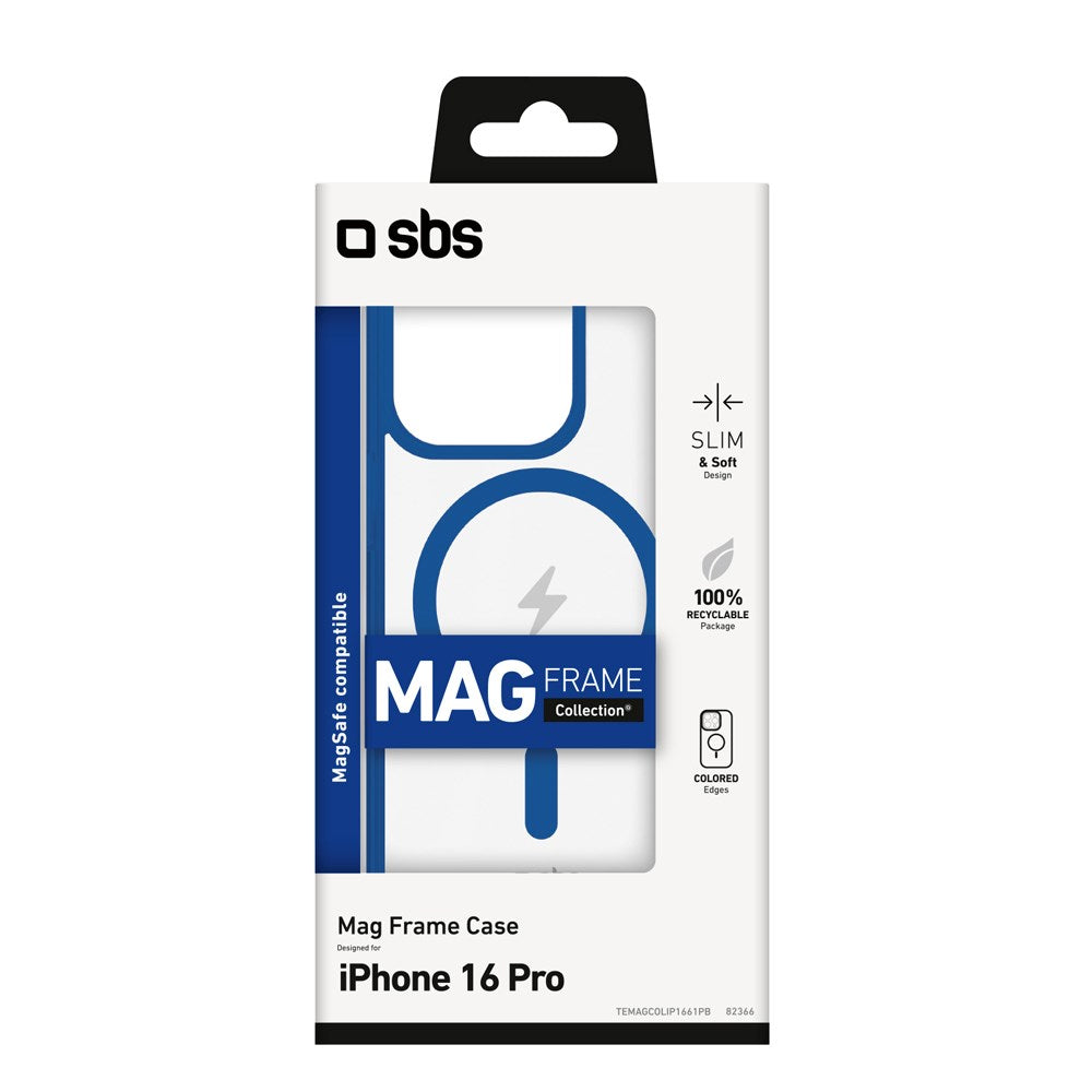 SBS Mag Frame iPhone 16 Pro Bakdeksel - MagSafe-kompatibel - Gjennomsiktig / Blå