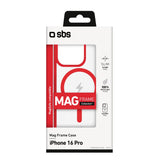 SBS Mag Frame iPhone 16 Pro Bakdeksel - MagSafe-kompatibel - Gjennomsiktig / Rød