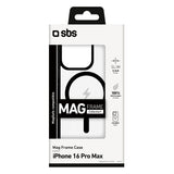 SBS Mag Frame iPhone 16 Pro Max Bagside Cover - MagSafe Kompatibel - Gennemsigtig / Sort