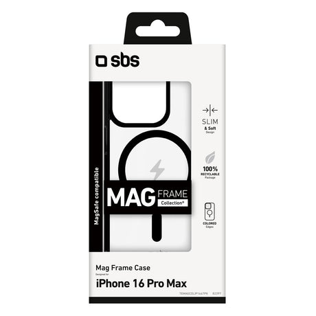 SBS Mag Frame iPhone 16 Pro Max Bakdeksel - MagSafe-kompatibel - Gjennomsiktig / Blå