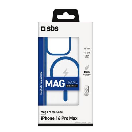 SBS Mag Frame iPhone 16 Pro Max Bakdeksel - MagSafe-kompatibel - Gjennomsiktig / Blå
