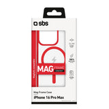 SBS Mag Frame iPhone 16 Pro Max Bakdeksel - MagSafe-kompatibel - Gjennomsiktig / Rød