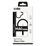 SBS Mag Frame iPhone 16 Plus Bakdeksel - MagSafe-kompatibel - Gjennomsiktig / Svart