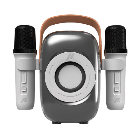 Bærbar Trådløs Karaoke Højtaler m. 2x Mikrofon - MUSIC HERO - Hvid