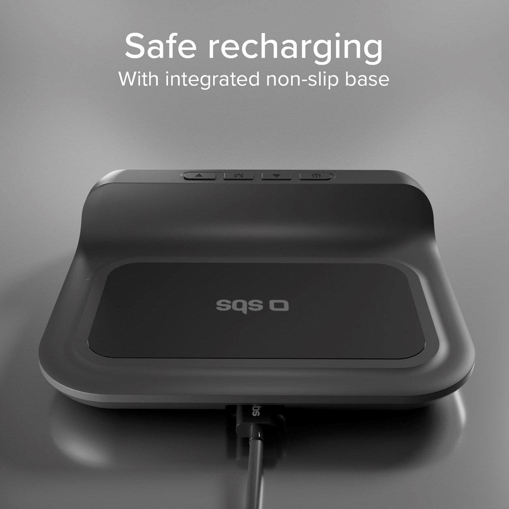15W 2-i-1 Trådløs Oplader m. Vækkeur - SBS - Sort
