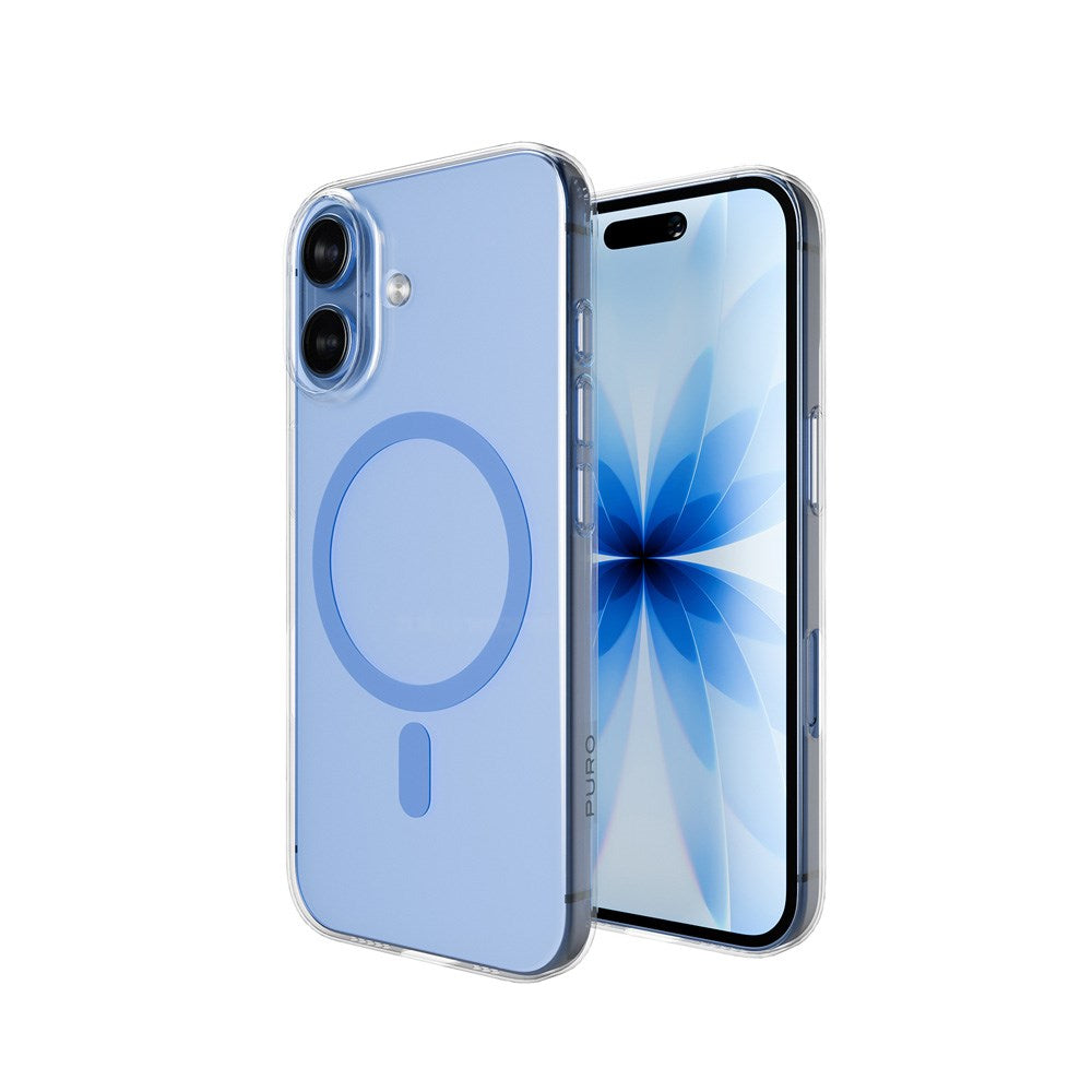 PURO iPhone 17 Hybrid Bagside Cover - MagSafe Kompatibel - Gennemsigtig / Blå