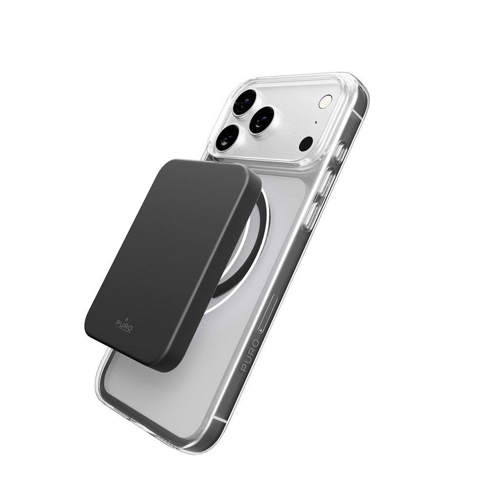 PURO iPhone 17 Pro Max Hybrid Bagside Cover - MagSafe Kompatibel - Gennemsigtig / Sort