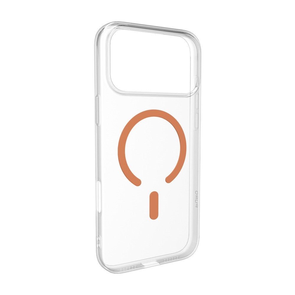PURO iPhone 17 Pro Max Hybrid Bagside Cover - MagSafe Kompatibel - Gennemsigtig / Orange