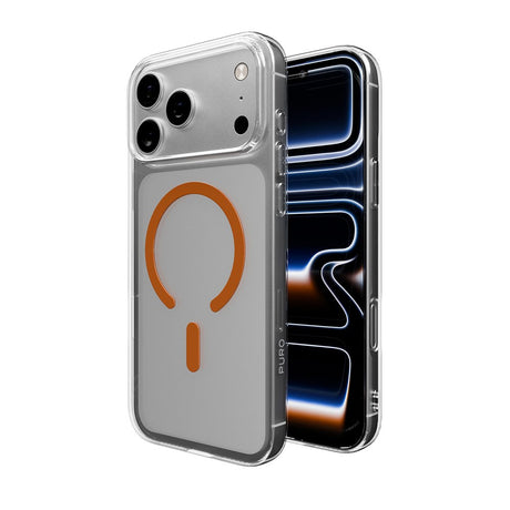 PURO iPhone 17 Pro Max Hybrid Bagside Cover - MagSafe Kompatibel - Gennemsigtig / Orange