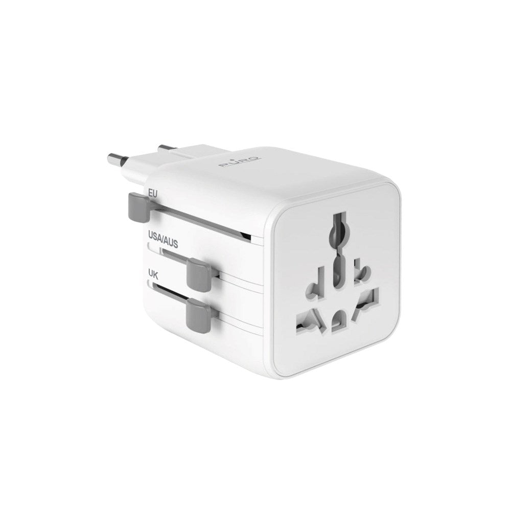 Puro Universal Rejseadapter m. 2500W (EU / UK / US / AUS) - Hvid
