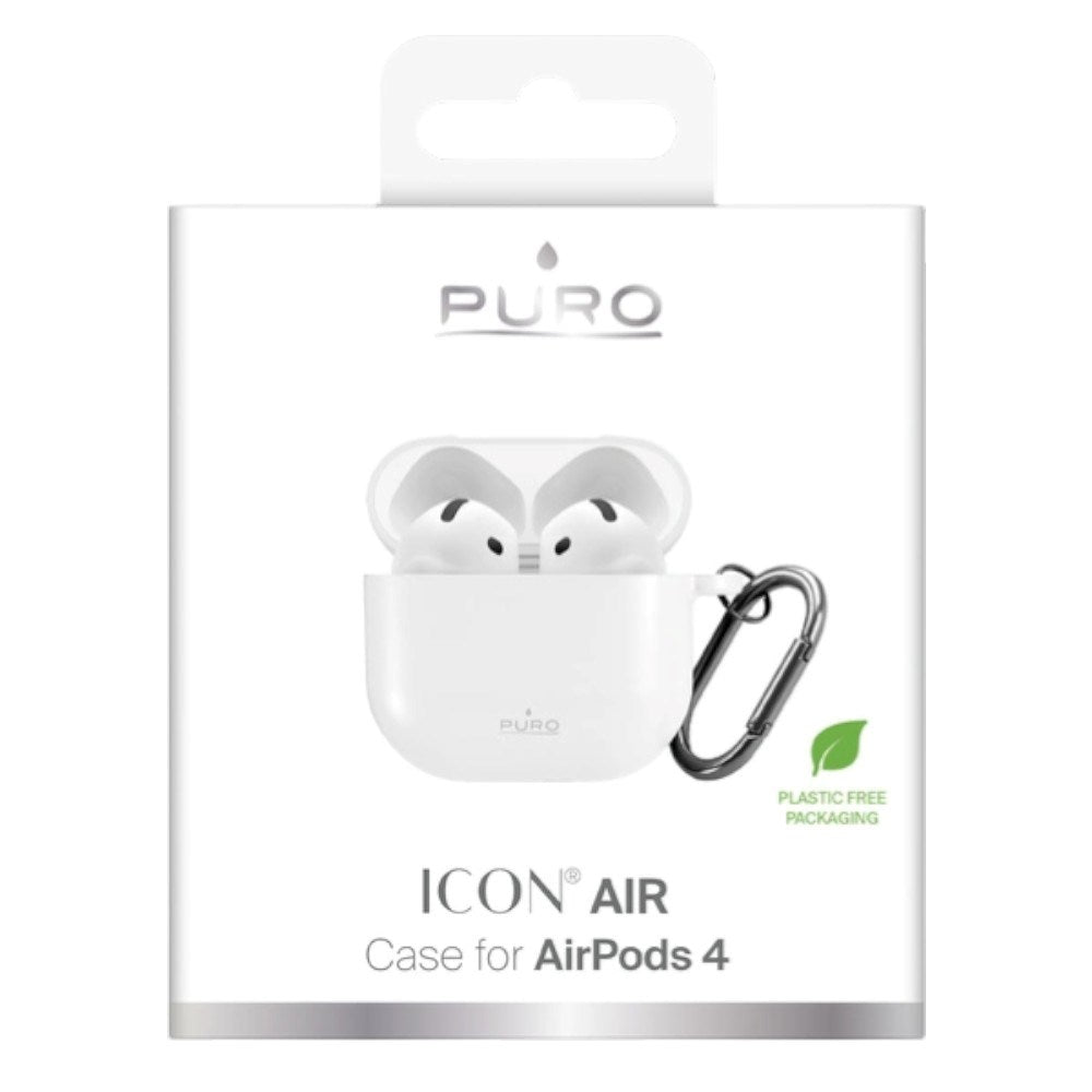 Apple AirPods (4. Gen.) PURO ICON Silikone Cover m. Karabinhage - Hvid