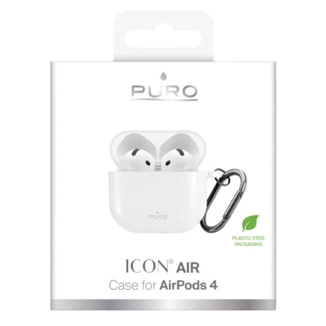 Apple AirPods (4. Gen.) PURO ICON Silikone Cover m. Karabinhage - Hvid