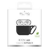 Apple AirPods (4. Gen.) PURO ICON Silikone Cover m. Karabinhage - Sort