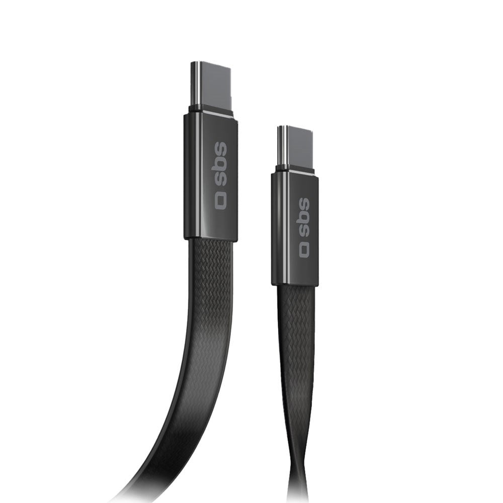 SBS Flat Cable - 60W USB-C til USB-C Kabel - 1m - Sort