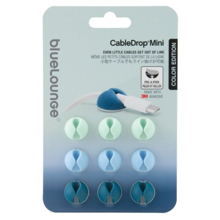 Bluelounge CableDrop Mini Kabelholder m. 9 stk. Blå