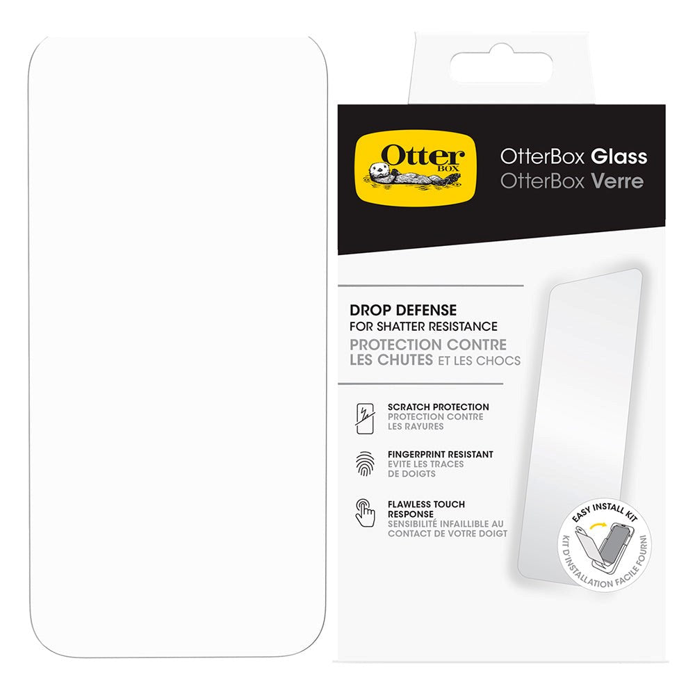 OtterBox Drop Defense iPhone 15 skjermbeskytter glass m. Installasjonssett - Case-Friendly - Gjennomsiktig