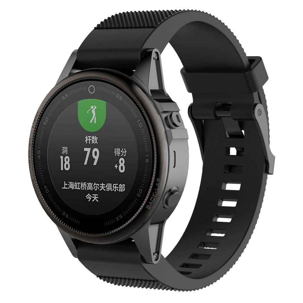 Garmin Fenix ​​​​6s &amp; 6s Pro / 5s &amp; 5s Plus riflet silikon 20 mm QuickFit-stropp inkl. Pinner - Svart