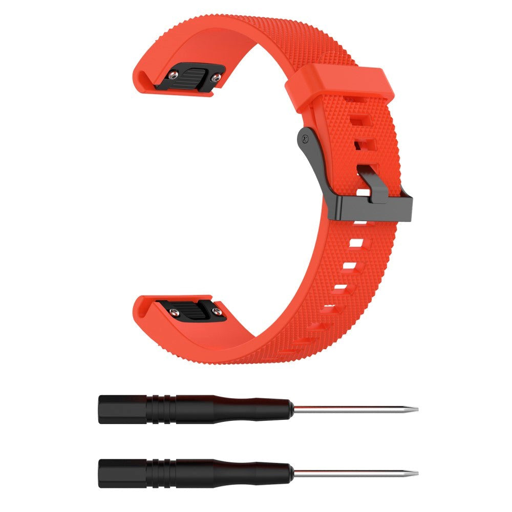 Garmin Fenix ​​​​6s &amp; 6s Pro / 5s &amp; 5s Plus riflet silikon 20 mm QuickFit-stropp inkl. Pinner - Oransje