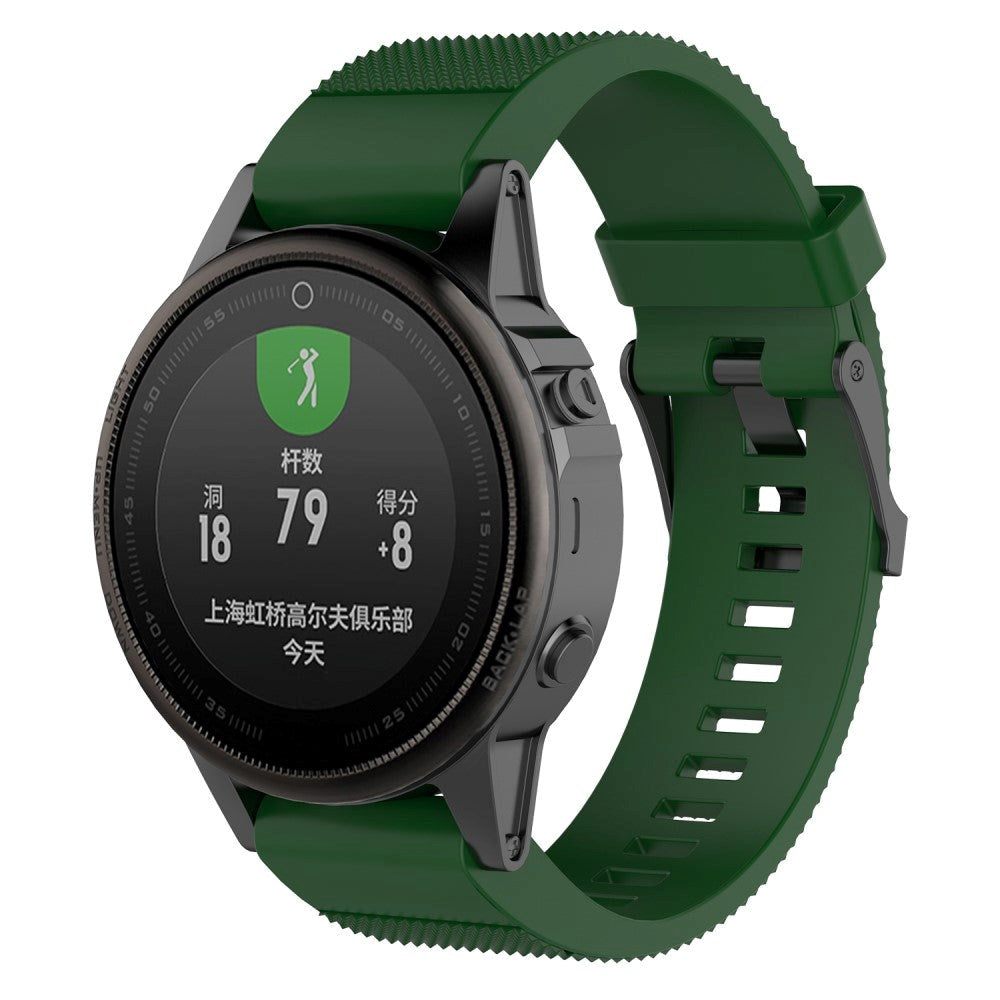 Garmin Fenix ​​​​6s &amp; 6s Pro / 5s &amp; 5s Plus riflet silikonstropp inkl. Pinner - Mørkegrønn