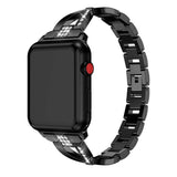 Apple Watch (38/40/SE/41/42 mm) Stålrem m. Rhinestone - Svart