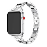 Apple Watch (38/40/SE/41/42 mm) Stålrem m. Rhinestone - Sølv