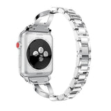 Apple Watch (38/40/SE/41/42 mm) Stålrem m. Rhinestone - Sølv