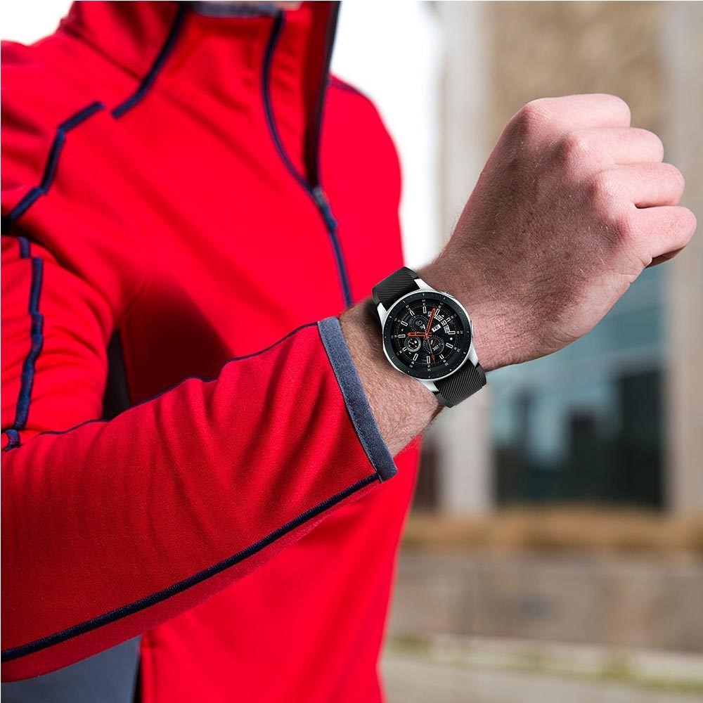 Samsung Galaxy Watch 46mm Twill Texture Silikon Klokkebånd - Svart