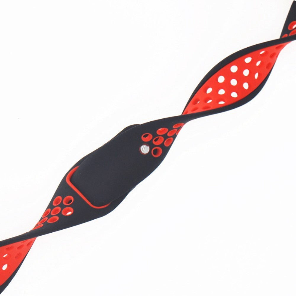 Smartwatch 20mm perforert silikonrem - Svart / Rød