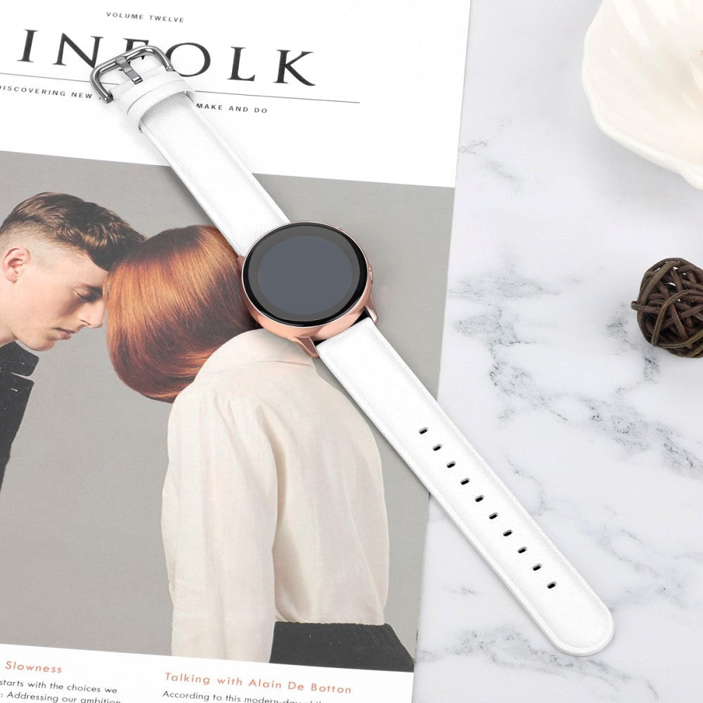 Universal Smartwatch lærreim (20mm) - Hvit