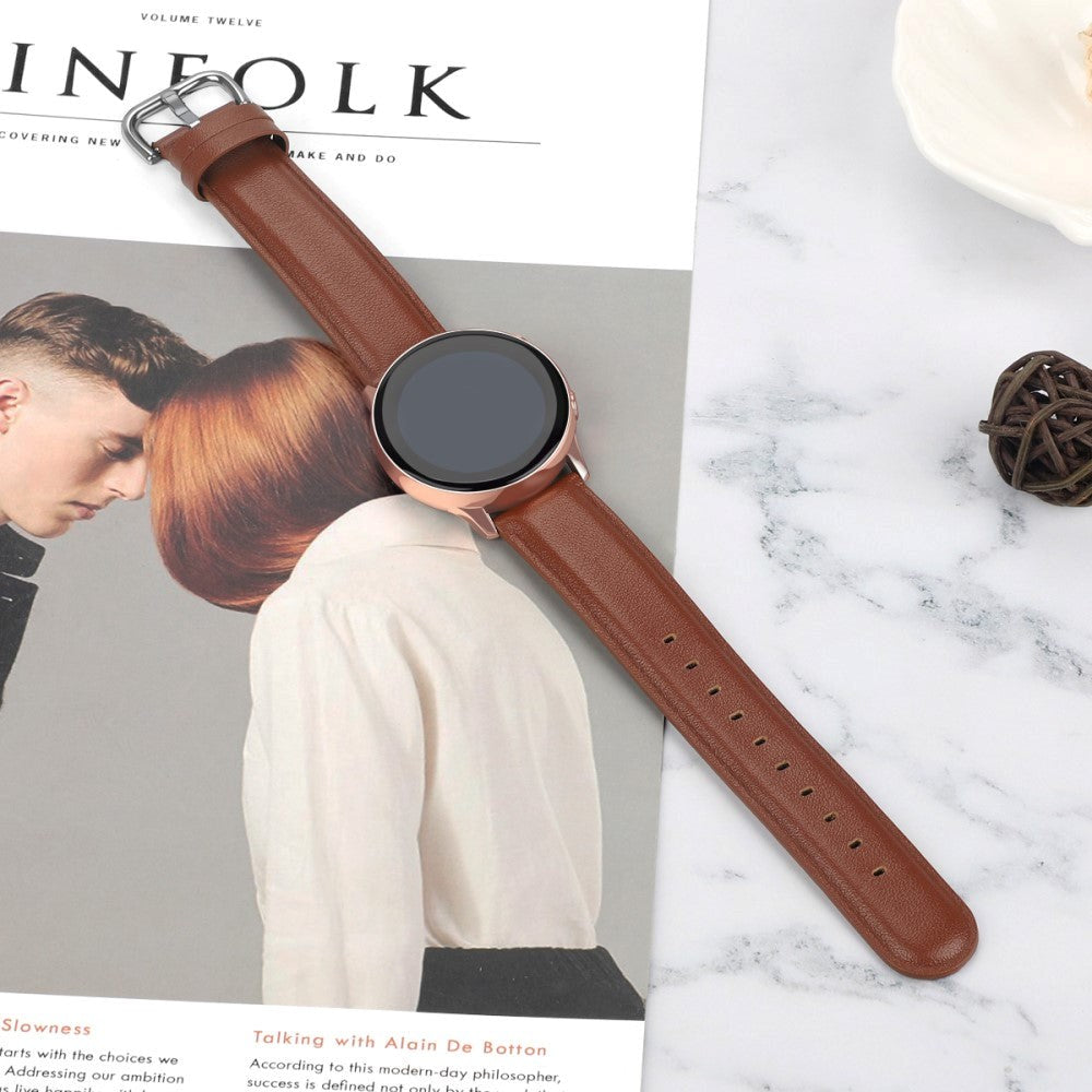 Universal Smartwatch lærreim (20mm) - Brun