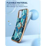 iPhone 13 i-Blason Cosmo Marble Snap Bakdeksel m. Stativ - Ocean Blue