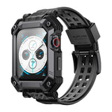 Supcase Apple Watch 4/5/6/7/8/9/SE (44 / 45 mm) Unicorn Beetle Pro-deksel m. Stropp &amp; 2 stk. Skjermbeskytter - Svart