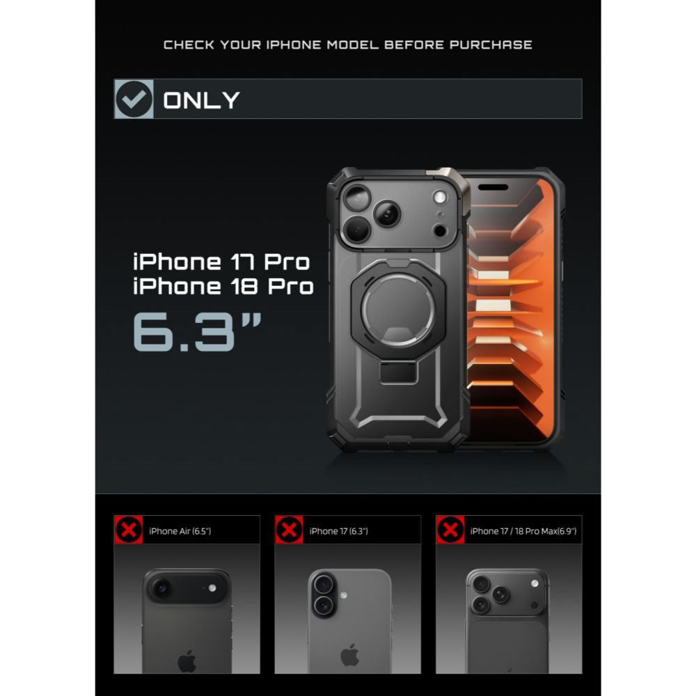 iPhone 18 Pro / 17 Pro Supcase UB Grip Mag Håndværker Cover - MagSafe Kompatibel - Sort
