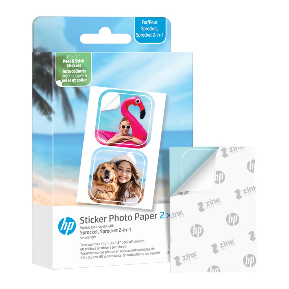 HP Sprocket / Spocket 2-i-1 klistremerke fotopapir 5 x 7,6 cm - 30 stk.