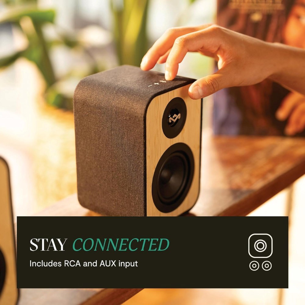 House of Marley Uplift Bookshelf Bluetooth Højttaler Sæt - Sort / Lys Bambus