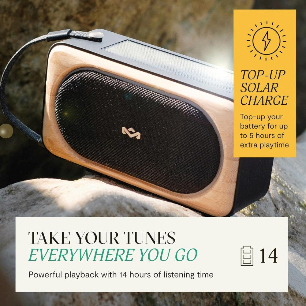 House of Marley Roots Solar Bærbar Bluetooth Højttaler - Sort / Lys Bambus