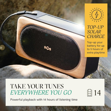 House of Marley Roots Solar Bærbar Bluetooth Højttaler - Sort / Lys Bambus