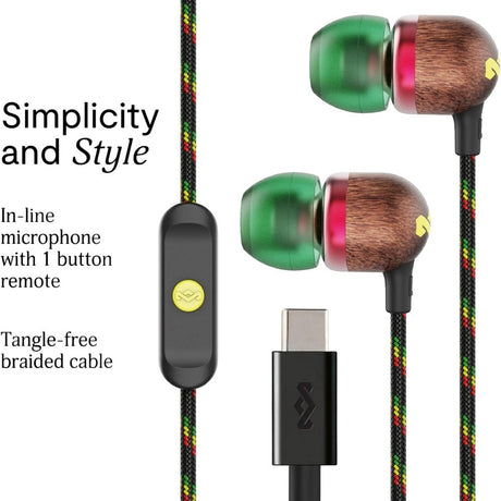 House of Marley Smile Jamaica In-Ear Høretelefoner m. USB-C - Rasta
