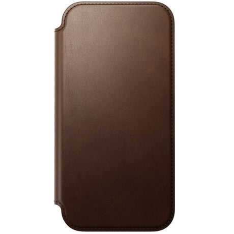 iPhone 18 Pro / 17 Pro Nomad Modern Leather Folio Flip Cover - MagSafe Kompatibel - Brown