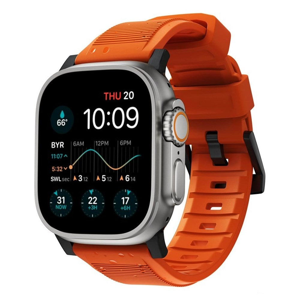 Nomad Apple Watch (42/44/SE/45/46/49 mm) Robust båndstropp - ultraoransje / svart maskinvare