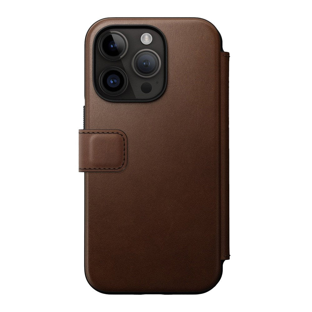 iPhone 14 Pro Nomad Modern Leather Folio Cover - MagSafe-kompatibel - Brun