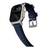 Nomad Apple Watch (42/44/SE/45/46/49 mm) robust båndrem - Atlantic Blue / Silver Hardware